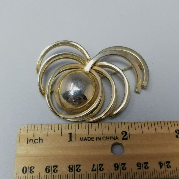 Vintage Gold Tone Atomic Style Retro Lapel Pin Brooch, Mid Century Unisex - Picture 4 of 5
